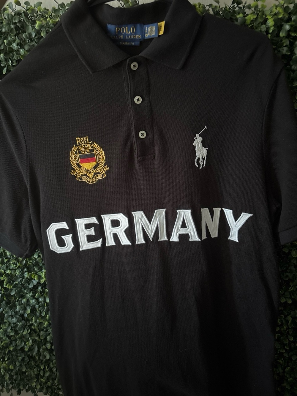 Ralph Lauren Black Polo with 'GERMANY' Embroidered Crest